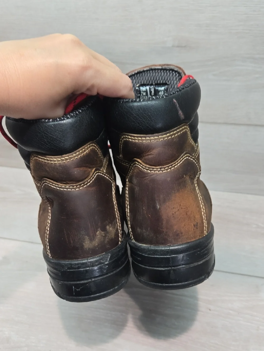 Vintage Wolverine Men’s Brown Soft Toe Work Boots with Red Laces Shoes Sz 7M